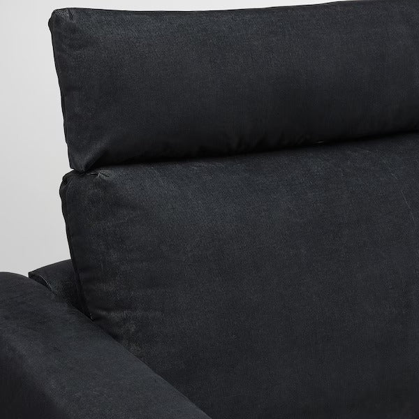 IKEA Vimle 3er-Sofa mit Chaiselongue mit Kopfstütze Saxemara schwarzblau