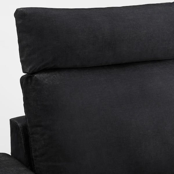 IKEA Vimle 3er-Sofa mit Chaiselongue mit breiten Armlehnen mit Kopfstütze Saxemara schwarzblau