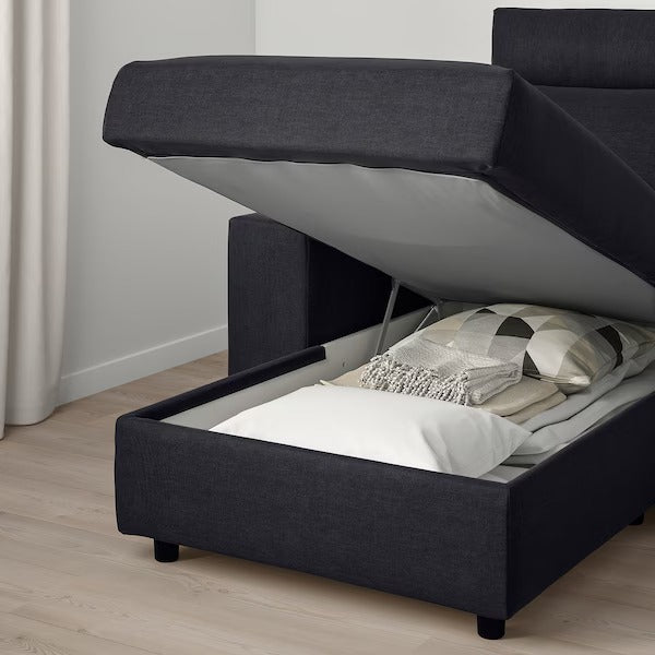 IKEA Vimle 3er-Sofa mit Chaiselongue mit breiten Armlehnen mit Kopfstütze Saxemara schwarzblau