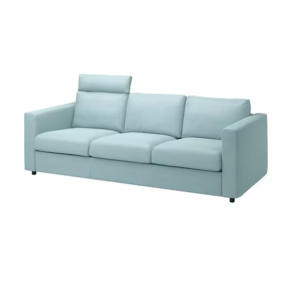 IKEA Vimle 3-Sitzer-Sofa mit Kopfstütze Saxemara hellblau