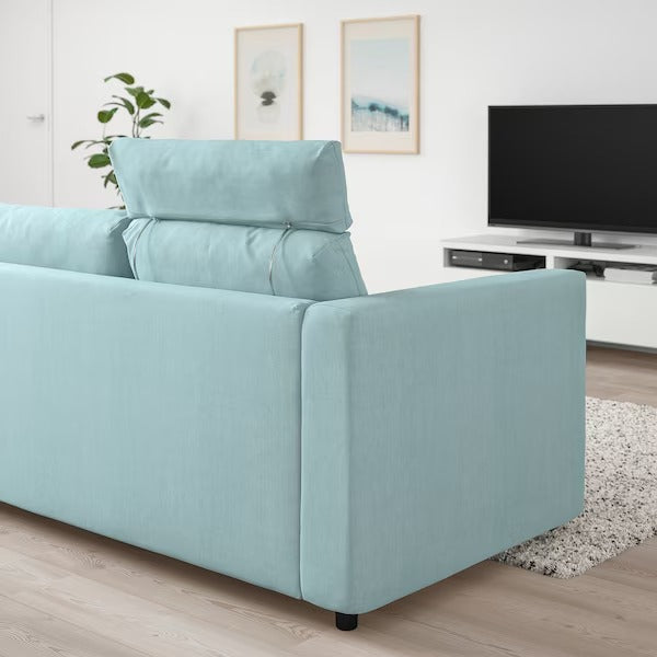 IKEA Vimle 3-Sitzer-Sofa mit Kopfstütze Saxemara hellblau