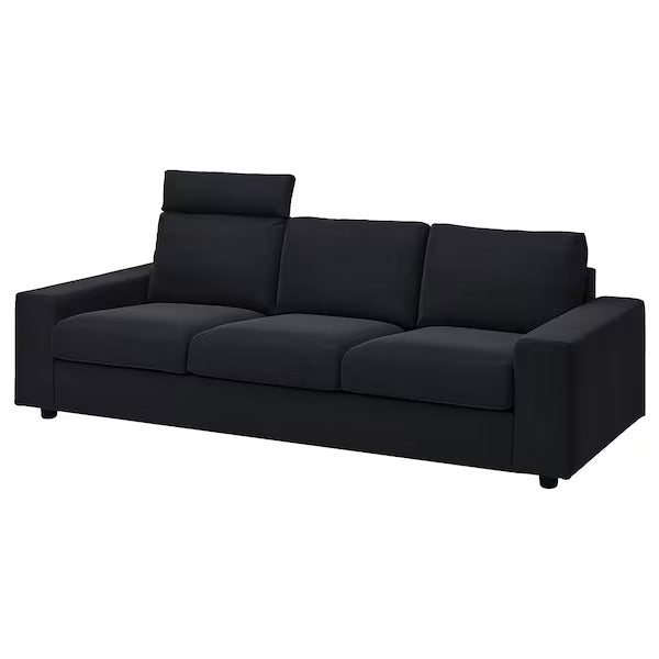 IKEA Vimle 3er-Sofa mit Kopfstütze und breiten Armlehnen Saxemara schwarzblau