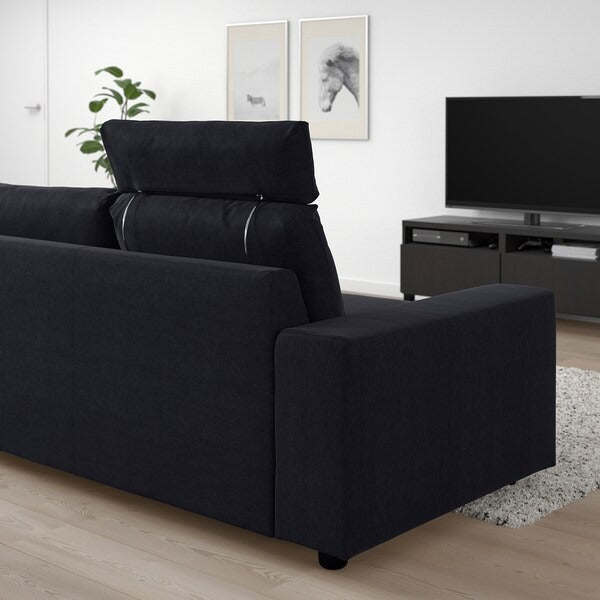 IKEA Vimle 3er-Sofa mit Kopfstütze und breiten Armlehnen Saxemara schwarzblau