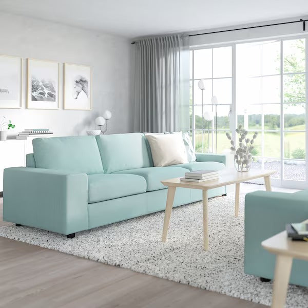 IKEA Vimle 3-Sitzer-Sofa mit breiten Armlehnen, Saxemara hellblau
