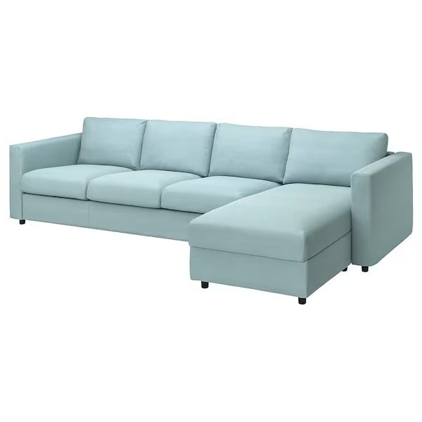 IKEA Vimle 4-Sitzer-Sofa mit Chaiselongue Saxemara hellblau