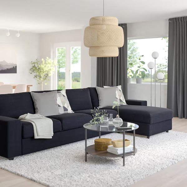 IKEA Vimle 4er-Sofa mit Chaiselongue, breiten Armlehnen, schwarzblau
