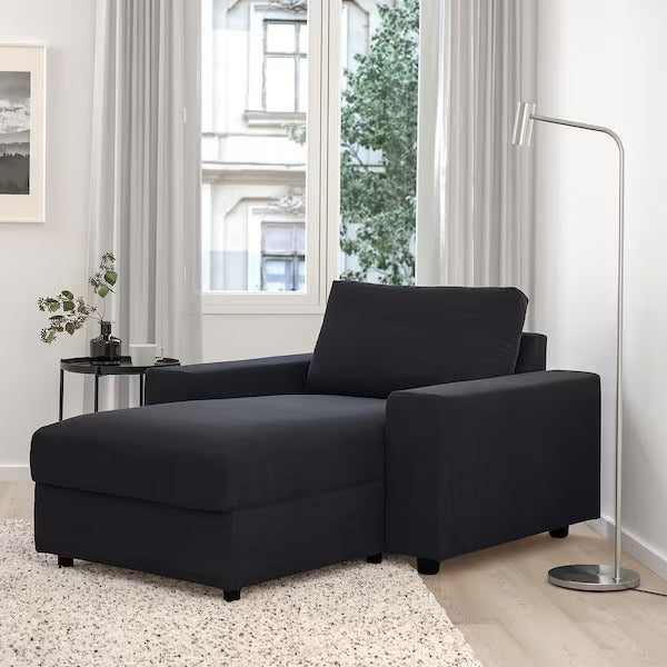 IKEA Vimle Chaiselongue mit breiten Armlehnen Saxemara schwarzblau