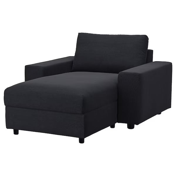 IKEA Vimle Chaiselongue mit breiten Armlehnen Saxemara schwarzblau