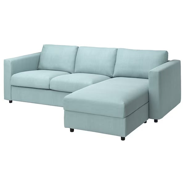 IKEA Vimle Bezug 3er-Sofa mit Chaiselongue Saxemara hellblau
