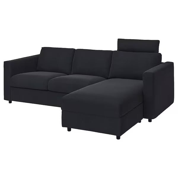 Bezug für IKEA Vimle 3er-Sofa mit Chaiselongue und Kopfstütze Saxemara schwarz blau