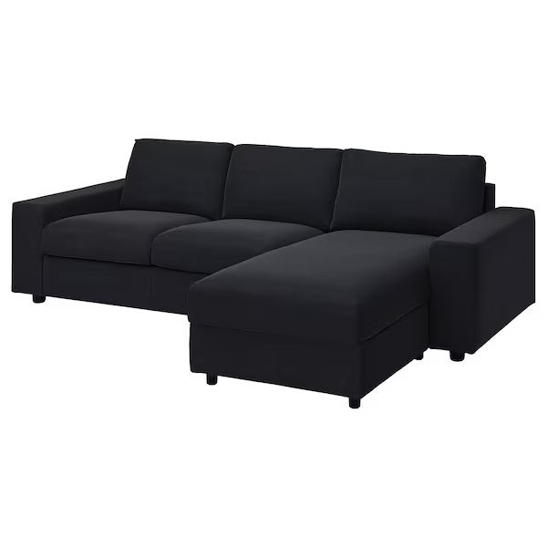IKEA Vimle Bezug 3er-Sofa mit Chaiselongue Saxemara schwarz blau