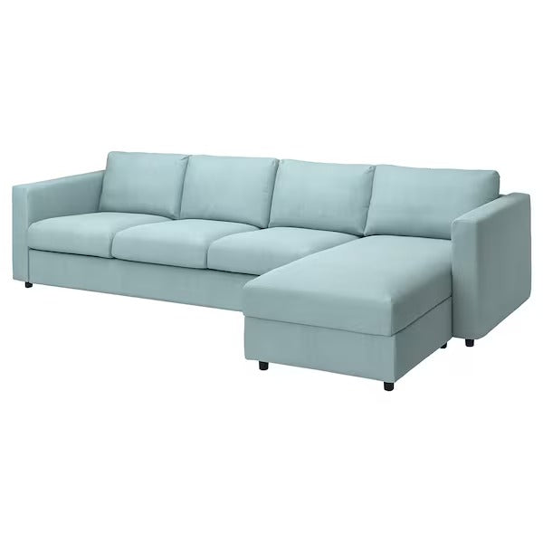 IKEA Vimle Bezug 4er-Sofa mit Chaiselongue Saxemara hellblau
