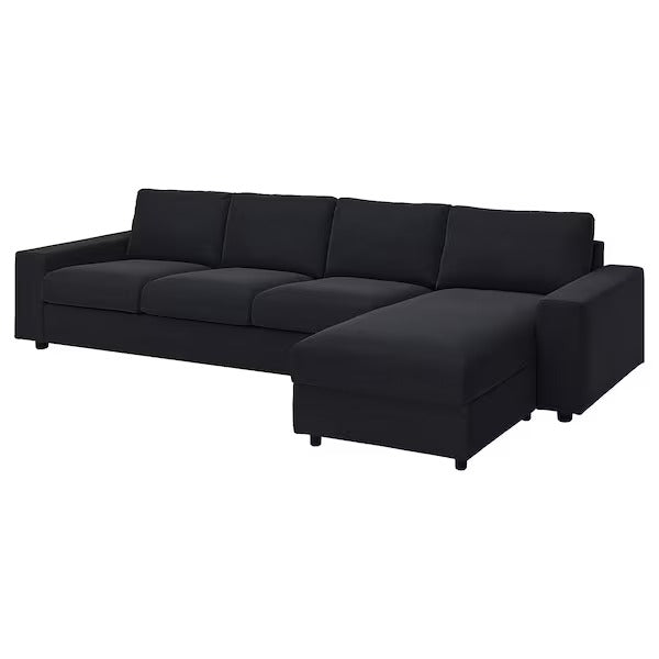 IKEA Vimle Bezug 4er Sofa mit Chaiselongue Saxemara schwarz blau