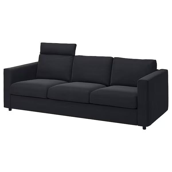 IKEA Vimle Bezug für 3er-Sofa mit Kopfstütze Saxemara schwarz blau
