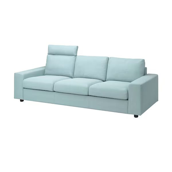 IKEA Vimle cover for 3 seat sofa with headrest saxemara light blue