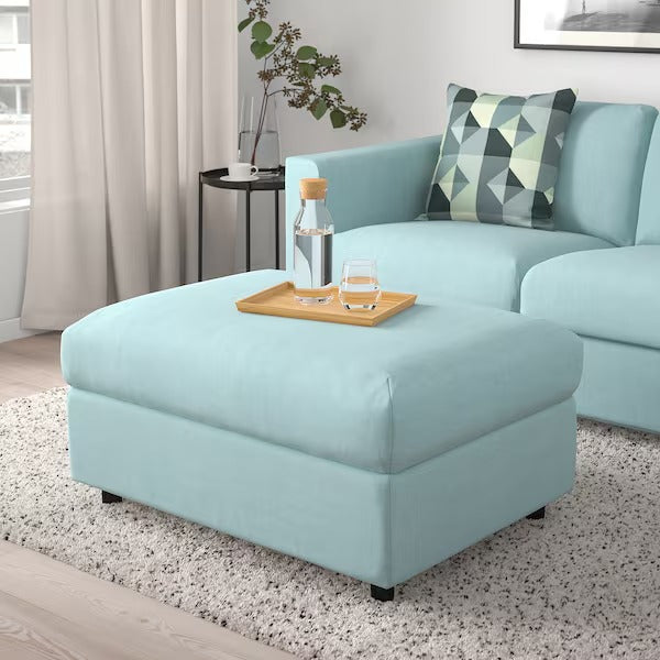 IKEA Vimle footstool with storage saxemara light blue