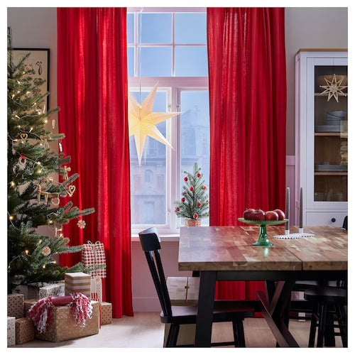 IKEA VINTERFINT Curtains, 1 pair, red, 145x250 cm (57x98 ") | IKEA Curtains | Eachdaykart