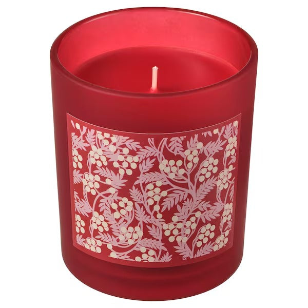 IKEA Vinterfint scented candle in glass cinnamon and sugar red