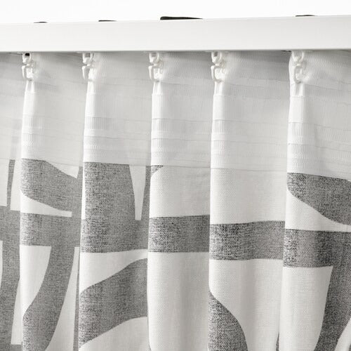 IKEA VINTEROXBAR Curtains, 1 pair, white/black, 145x250 cm (57x98 ") | IKEA Curtains | Eachdaykart