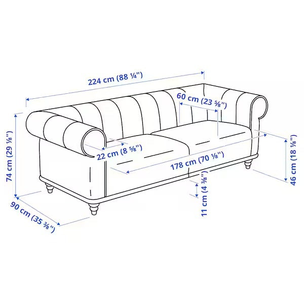 IKEA Viskafors 3-Sitzer-Sofa Lejde graugrüne Birke