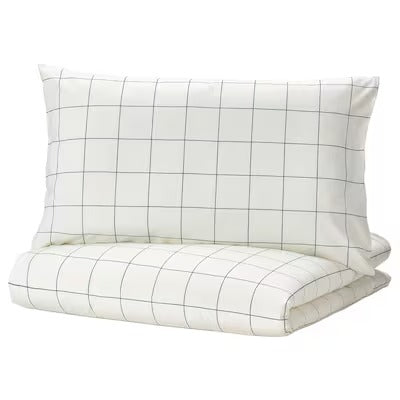 IKEA VITKLOVER Bettbezug und Kissenbezug, weißgrün/kariert, 150x200/50x80 cm (59x79/20x31 ") | IKEA Bettwäsche | Eachdaykart