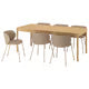 IKEA TONSTAD / TONSTAD Table and 6 chairs, oak veneer/oak effect Fridtuna light beige, 200x85 cm (78 3/4x33 1/2 ")