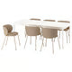 IKEA TONSTAD / TONSTAD Table and 6 chairs, off-white/off-white Fridtuna light beige, 200x85 cm (78 3/4x33 1/2 ")