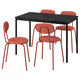 IKEA SANDSBERG Table and 4 chairs, black black/Remmarn anthracite anthracite, 110x67 cm (43 1/4x26 3/8 ")