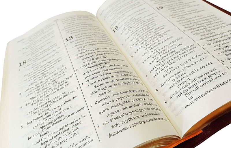 Telugu English Royal Diglot Bible in Brown by BSI | Telugu English Bilingual Bible | Telugu Bibles