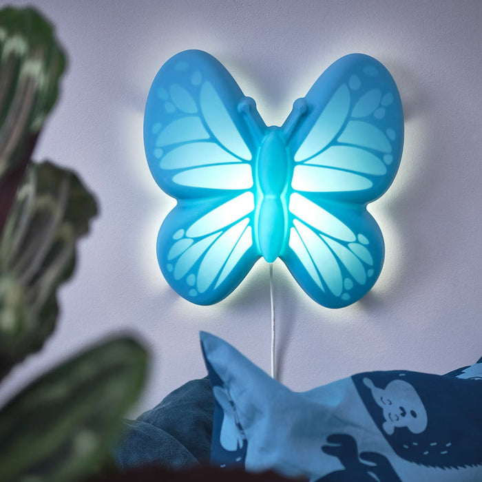 IKEA UPPLYST LED wall lamp, butterfly light blue | IKEA Children's lighting | Eachdaykart