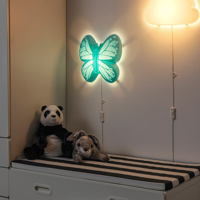 IKEA UPPLYST LED wall lamp, butterfly light blue | IKEA Children's lighting | Eachdaykart