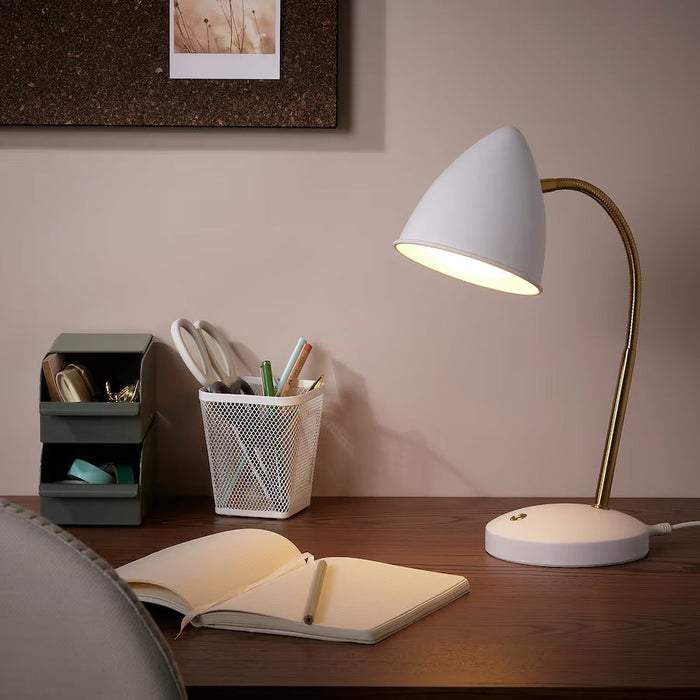 IKEA ISNALEN LED work lamp, white/brass-colour | IKEA Children's lighting | Eachdaykart