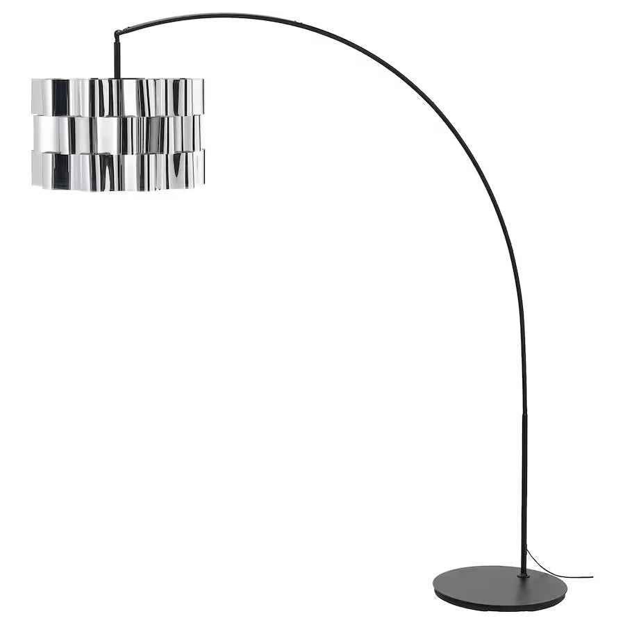 IKEA ALVSTARR / SKAFTET Floor lamp, arched, chrome effect/black| IKEA Floor Lamps | Eachdaykart