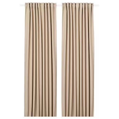 IKEA ANNAKAJSA Room darkening curtains, 1 pair, beige | IKEA Room darkening curtains | IKEA Curtains | Eachdaykart