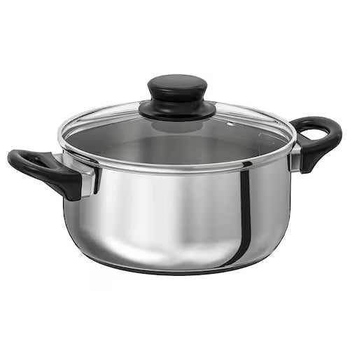 IKEA ANNONS Pot with lid, glass/stainless steel | IKEA Pots & sauce pans | Eachdaykart