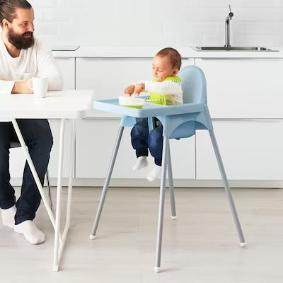 IKEA ANTILOP Highchair with safety belt, light blue/silver-colour | IKEA Baby chairs & highchairs | IKEA Children's chairs | Eachdaykart
