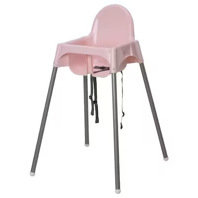 IKEA ANTILOP Highchair with safety belt, pink/silver-colour | IKEA Baby chairs & highchairs | IKEA Children's chairs | Eachdaykart