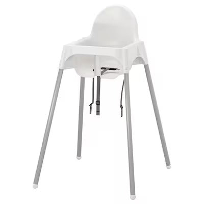 IKEA ANTILOP Highchair with safety belt, white/silver-colour | IKEA Baby chairs & highchairs | IKEA Children's chairs | Eachdaykart