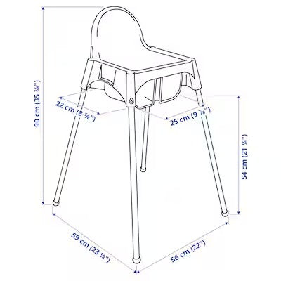 IKEA ANTILOP Highchair with safety belt, white/silver-colour | IKEA Baby chairs & highchairs | IKEA Children's chairs | Eachdaykart