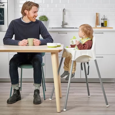 IKEA ANTILOP Highchair with safety belt, white/silver-colour | IKEA Baby chairs & highchairs | IKEA Children's chairs | Eachdaykart