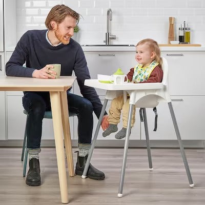 IKEA ANTILOP Highchair with tray, white/silver-colour | IKEA Baby chairs & highchairs | IKEA Children's chairs | Eachdaykart