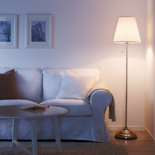 IKEA ARSTID Floor lamp, nickel-plated/white | IKEA Floor Lamps | Eachdaykart