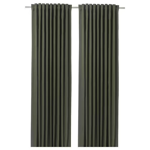 IKEA BLAHUVA Block-out curtains, 1 pair, green | IKEA Block-out curtains | IKEA Curtains | Eachdaykart