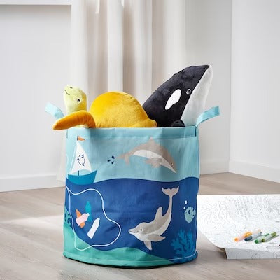 IKEA BLAVINGAD Storage bag, ocean animals pattern/multicolour | IKEA Children's boxes & baskets