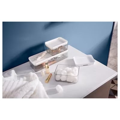 IKEA BROGRUND Box, set of 3, transparent grey/white | IKEA Bathroom boxes & baskets | IKEA Storage boxes & baskets | IKEA Small storage & organisers | Eachdaykart