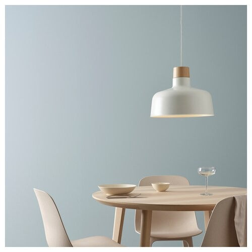 IKEA BUNKEFLO Pendant lamp, white/birch, 36 cm (14 ") | IKEA ceiling lights | Eachdaykart