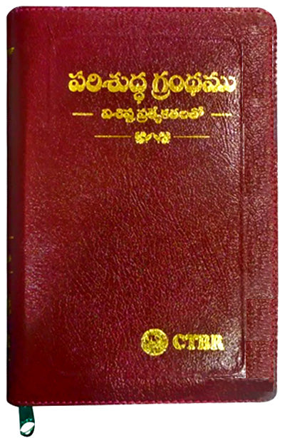 Telugu bible Brown color Leather bound with zip by CTBR | Telugu Bibles | Telugu christian books