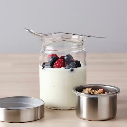 IKEA DAGKLAR Jar with insert, clear glass/stainless steel | Food containers | Storage & organisation | Eachdaykart