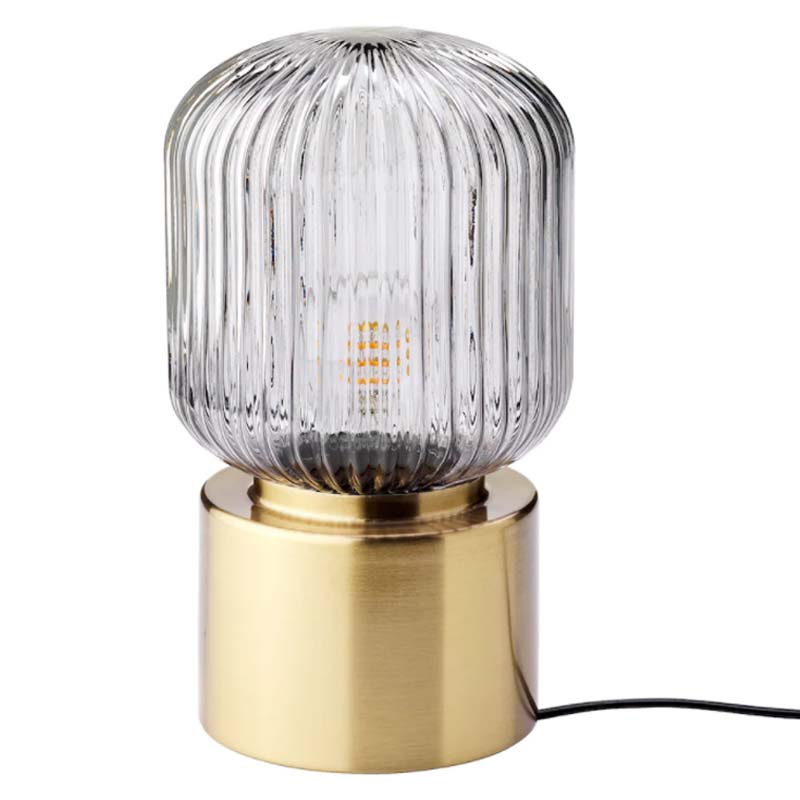 SOLKLINT Table lamp, brass/grey clear glass - IKEA - Eachdaykart USA