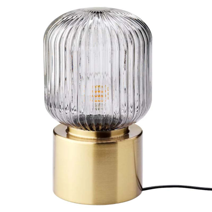 SOLKLINT Table lamp, brass/grey clear glass - IKEA